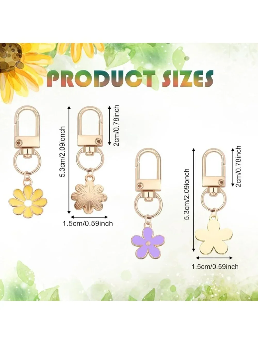 24 Pcs Cute Flower Keychains - Aesthetic Daisy Enamel Charms for Handbag & Purse